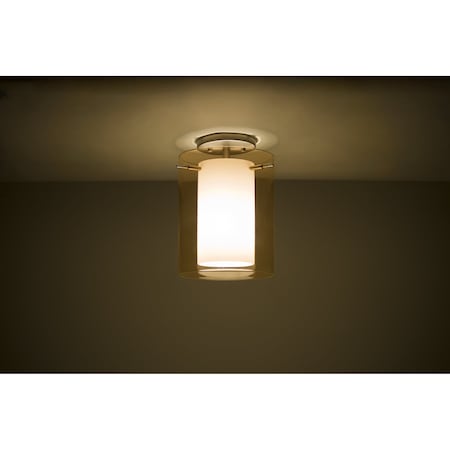 Besa Lighting Pahu 8 Ceiling, Trans. Armagnac/Opal, Satin Nickel Finish, 1x11W LED 1KM-G00607-LED-SN